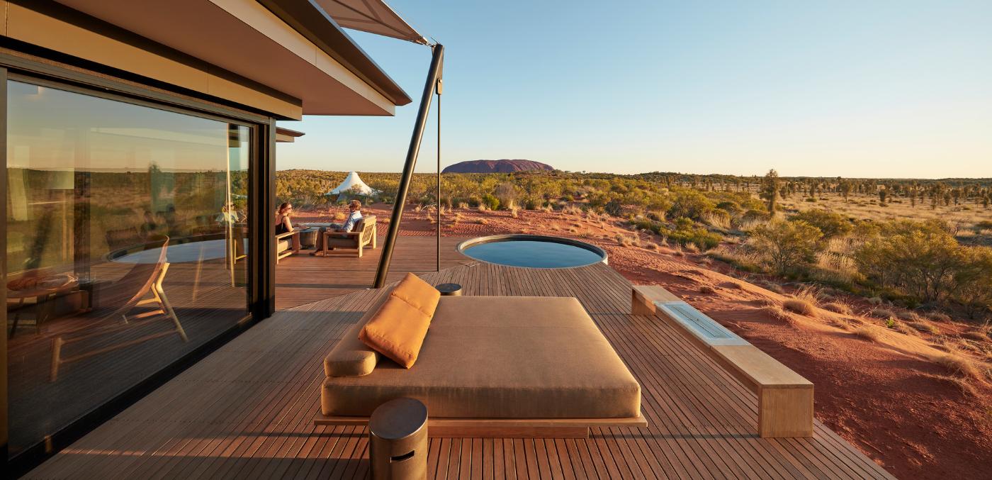 outdoor deck with view of uluru