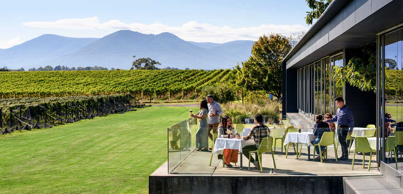 Winery terrace in Yarra Yalley at Oakridge