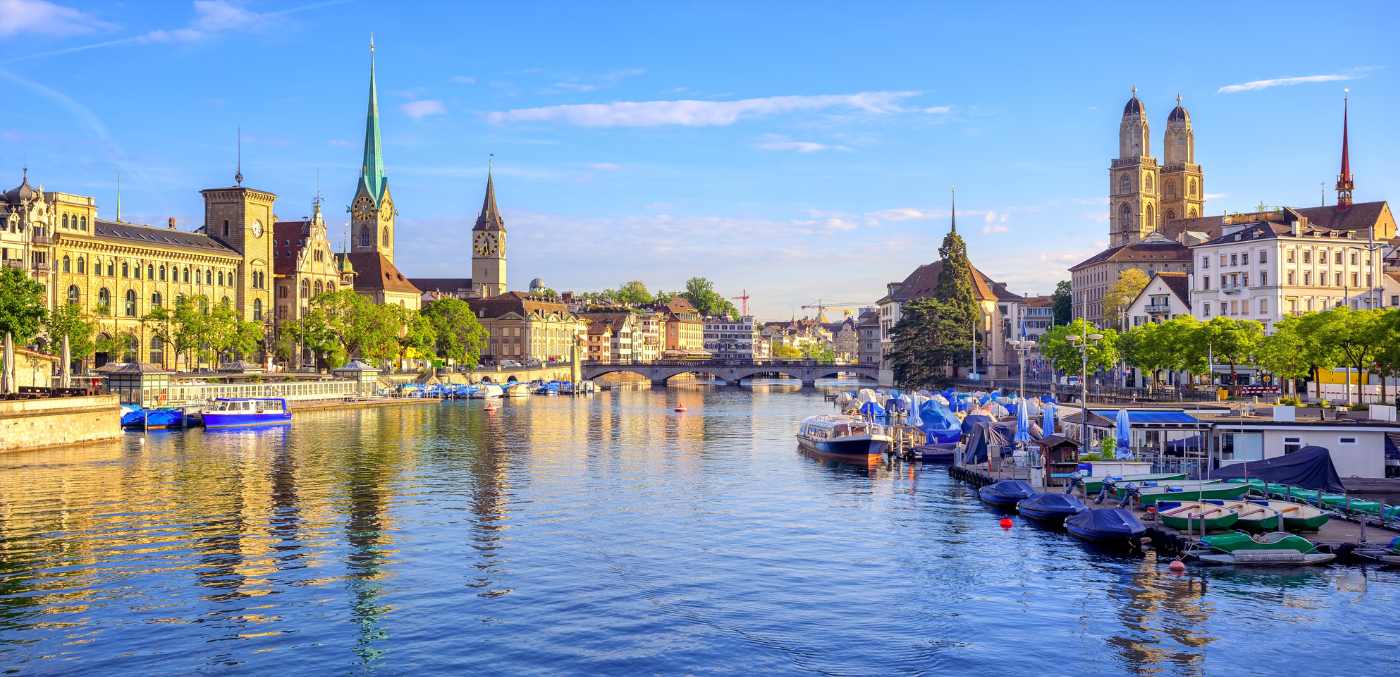Limmat riverfront area in Zurich