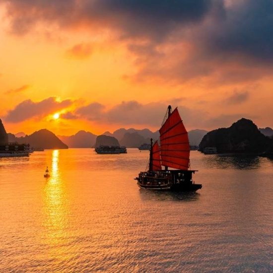 ha long bay at sunset