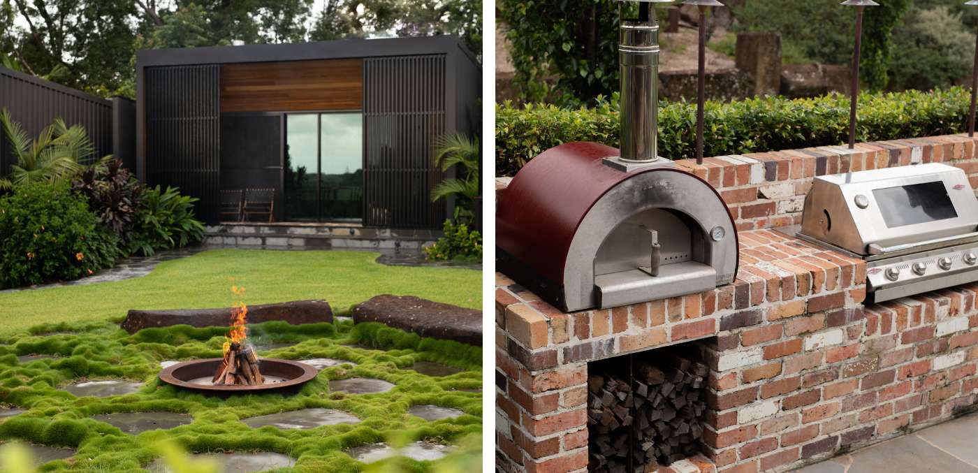 Fire pit and pizza oven at Amaroo Bangalow