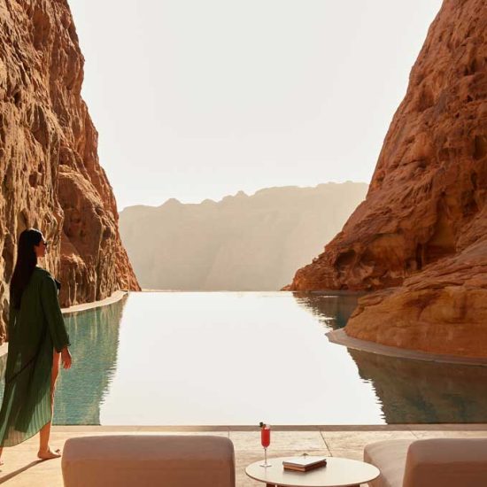 The striking pool at Banyan Tree AlUla in Saudi Arabia