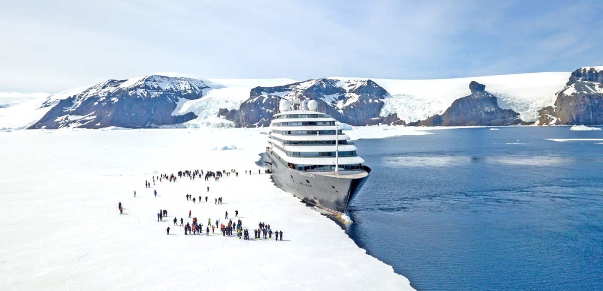 Scenic Eclipse in Antarctica alongside ice