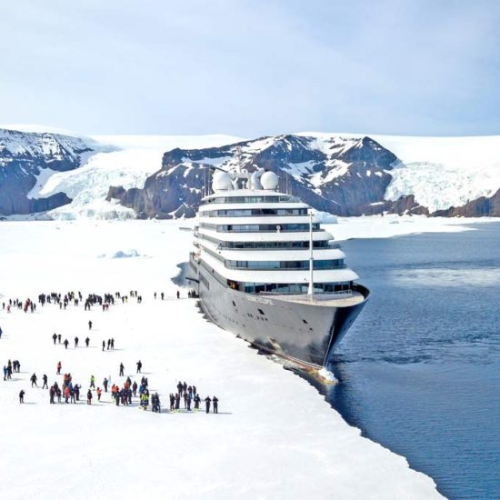 Scenic Eclipse in Antarctica alongside ice