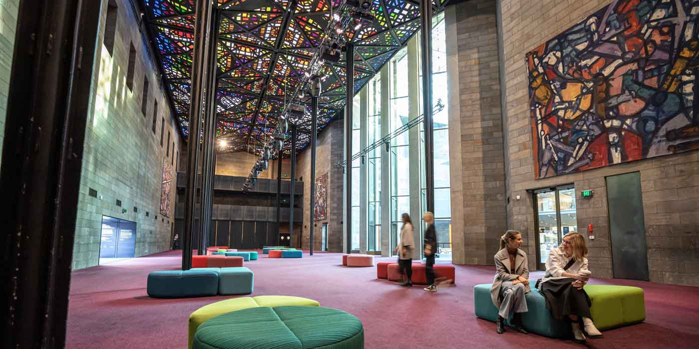 Stained glass ceiling at National Gallery of Victoria