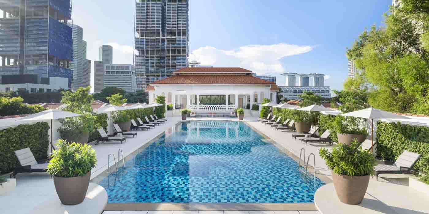 Rooftop pool at Raffles Singapore