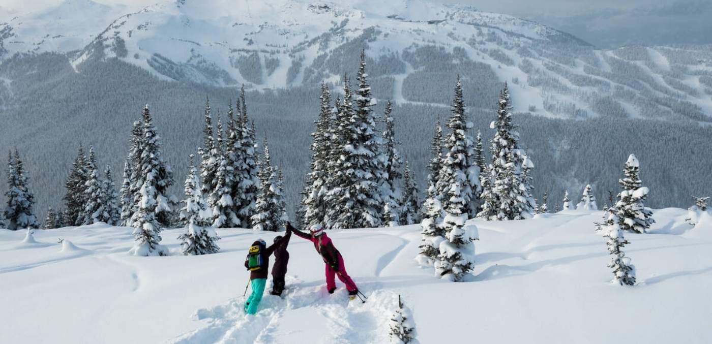 Skiing deep powder at Whistler, British Columbia